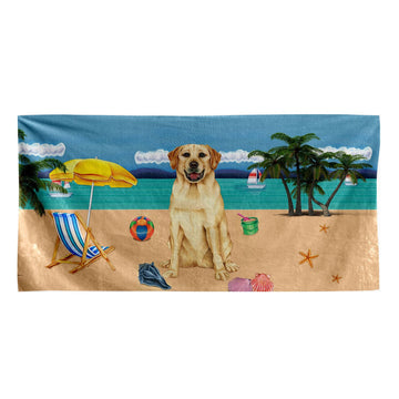 Gearhumans 3D Yellow Labrador Retriever Dog Custom Beach Towel