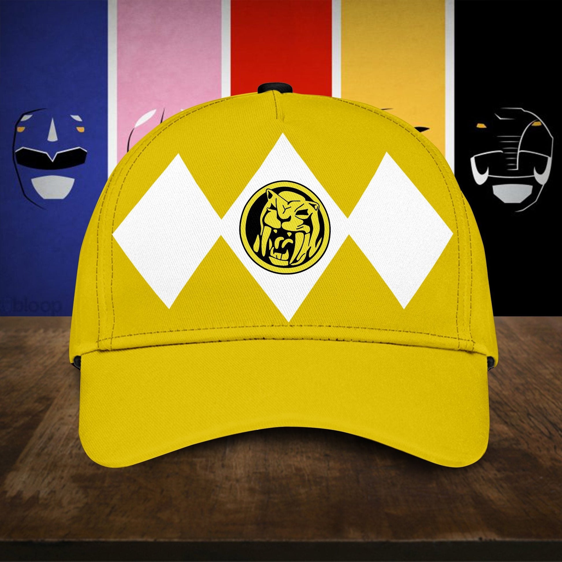 Gearhumans 3D Yellow Mighty Morphin Power Rangers Custom Name Cap GW020414 Cap