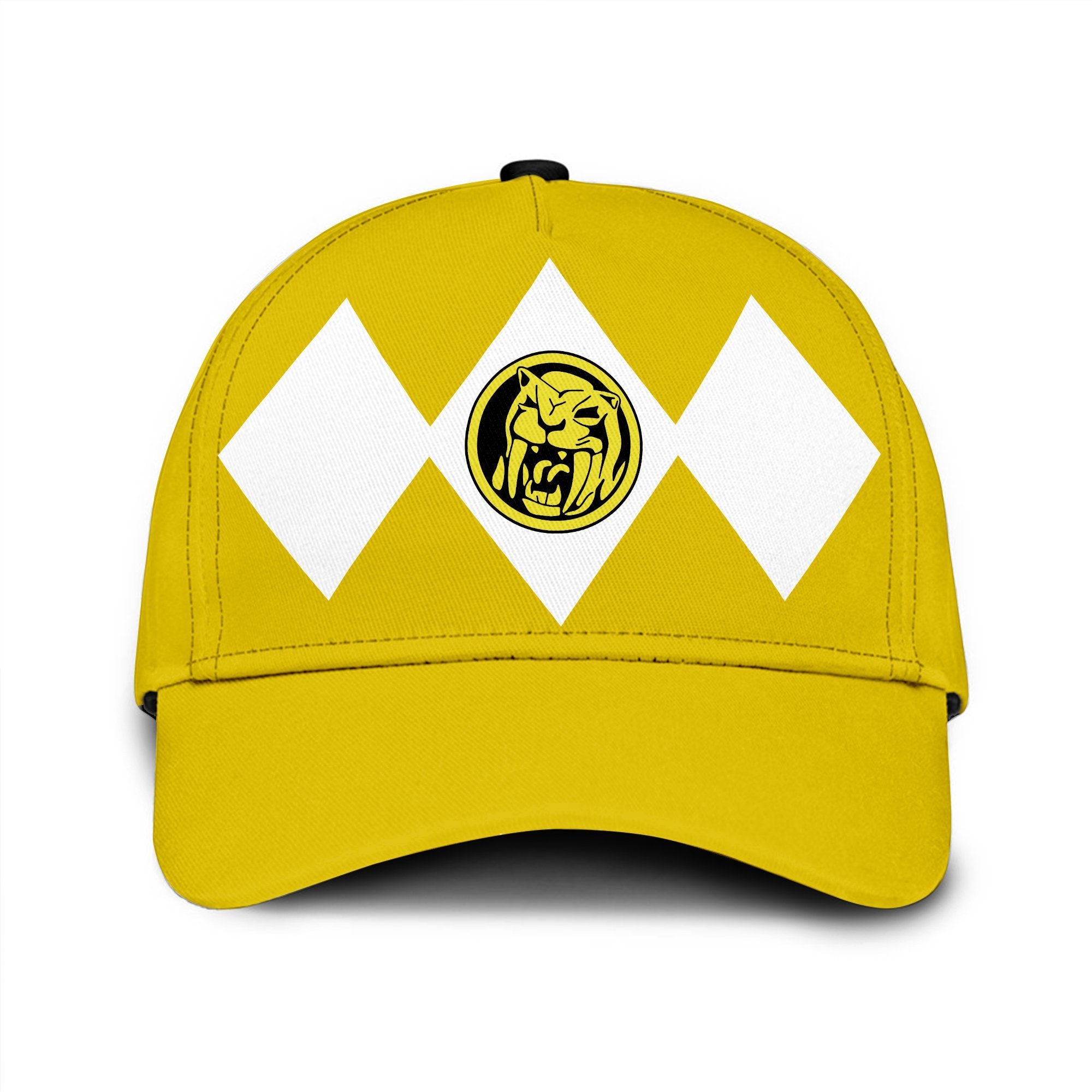 Gearhumans 3D Yellow Mighty Morphin Power Rangers Custom Name Cap GW020414 Cap Cap