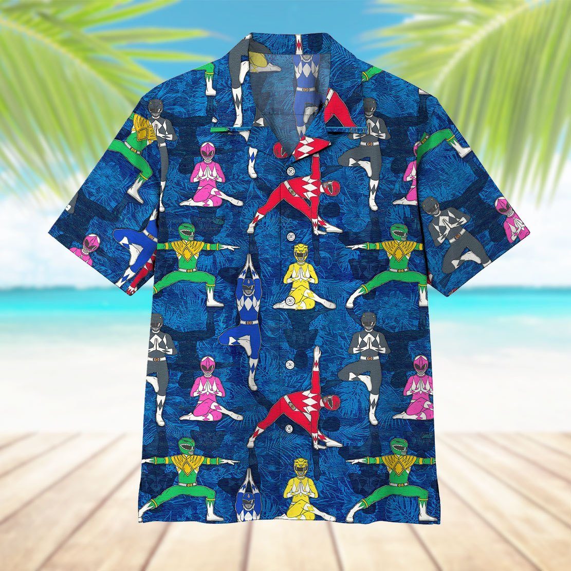 Gearhumans 3D Yoga Mighty Morphin Power Ranger Hawaii Shirt ZZ12042 Hawai Shirt 