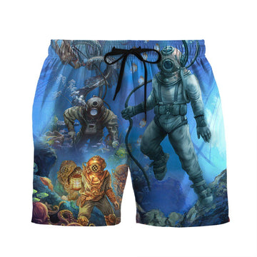 Gearhumans 3D YOLO Lets Go Diving Custom Beach Shorts Swim Trunk GS1106216 Men Shorts Men Shorts S 