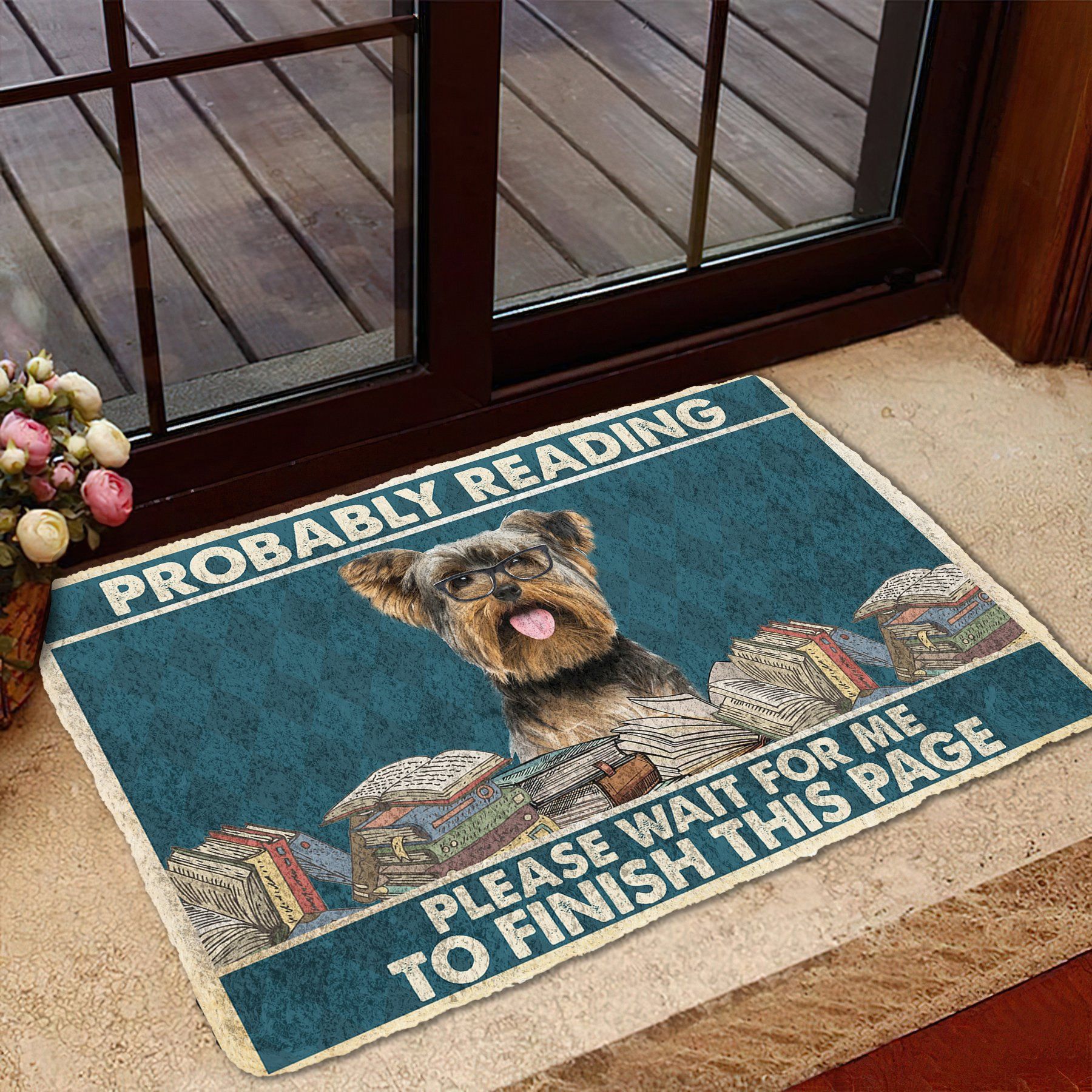 Gearhumans 3D Yorkshire Terrier Probably Reading Please Wait Custom Doormat GW28052112 Doormat 