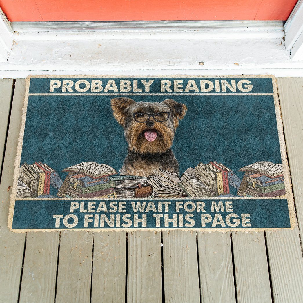 Gearhumans 3D Yorkshire Terrier Probably Reading Please Wait Custom Doormat GW28052112 Doormat 