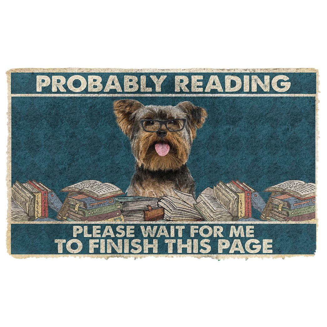 Gearhumans 3D Yorkshire Terrier Probably Reading Please Wait Custom Doormat GW28052112 Doormat Doormat S(15,8inchx23,6inch) 