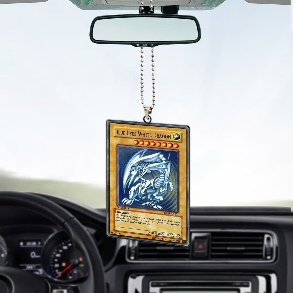 Gearhumans 3D Yugioh 2002 Dark Duel Stories Blue Eyes White Dragon Card Custom Car Hanging GO09062112 Car Hanging 