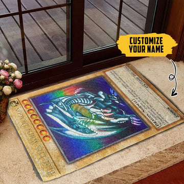 Gearhumans 3D Yugioh Ultra Rare 1st Edition Blue Eyes White Dragon Card Custom Name Doormat