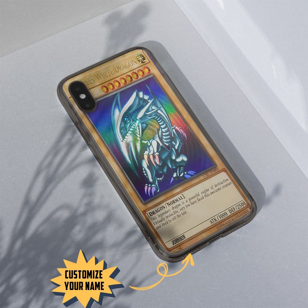 Gearhumans 3D Yugioh Ultra Rare 1st Edition Blue Eyes White Dragon Card Custom Phone Case GO10062114 Glass Phone Case 
