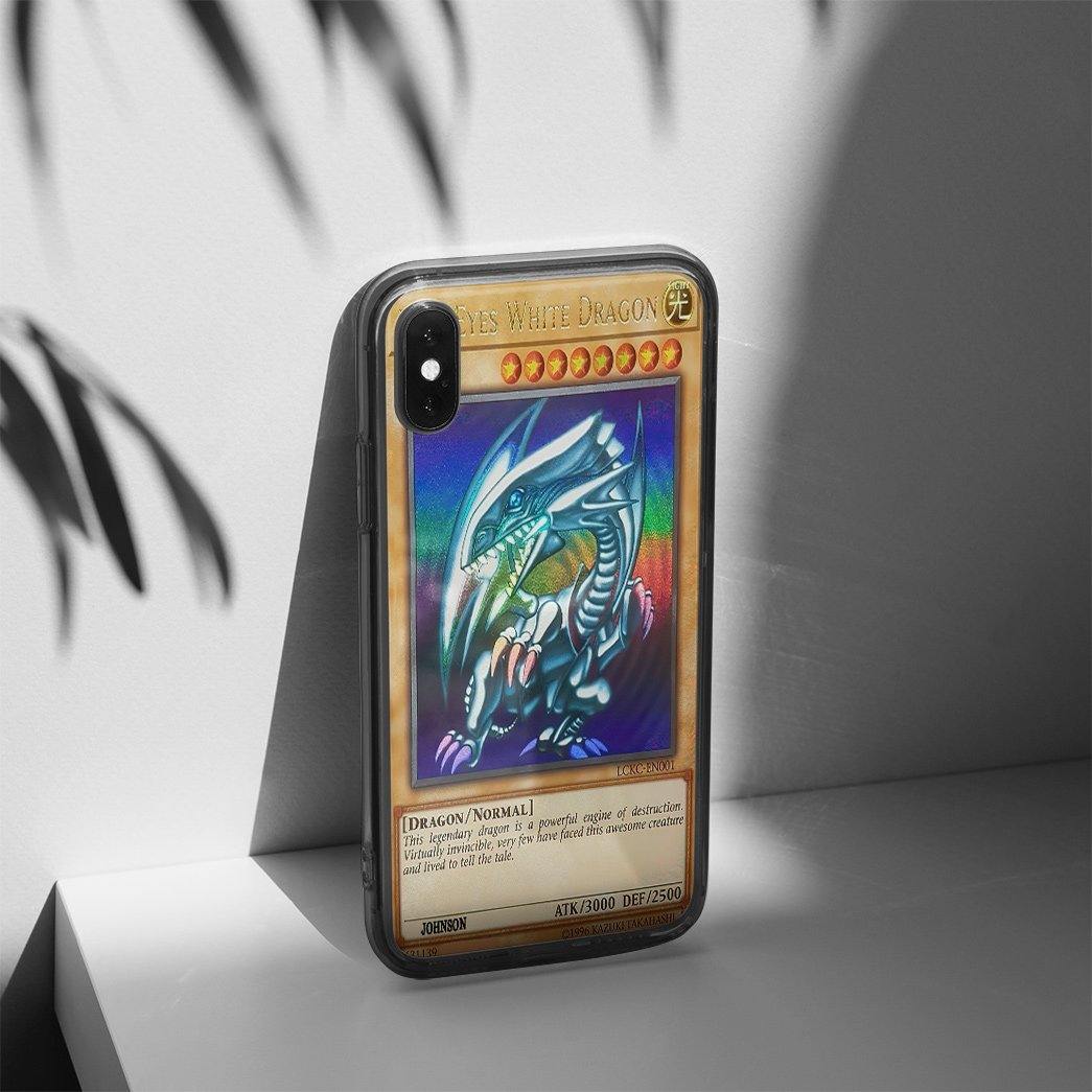 Gearhumans 3D Yugioh Ultra Rare 1st Edition Blue Eyes White Dragon Card Custom Phone Case GO10062114 Glass Phone Case 