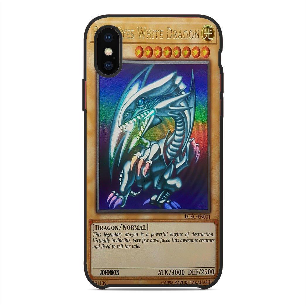Gearhumans 3D Yugioh Ultra Rare 1st Edition Blue Eyes White Dragon Card Custom Phone Case GO10062114 Glass Phone Case Iphone X 