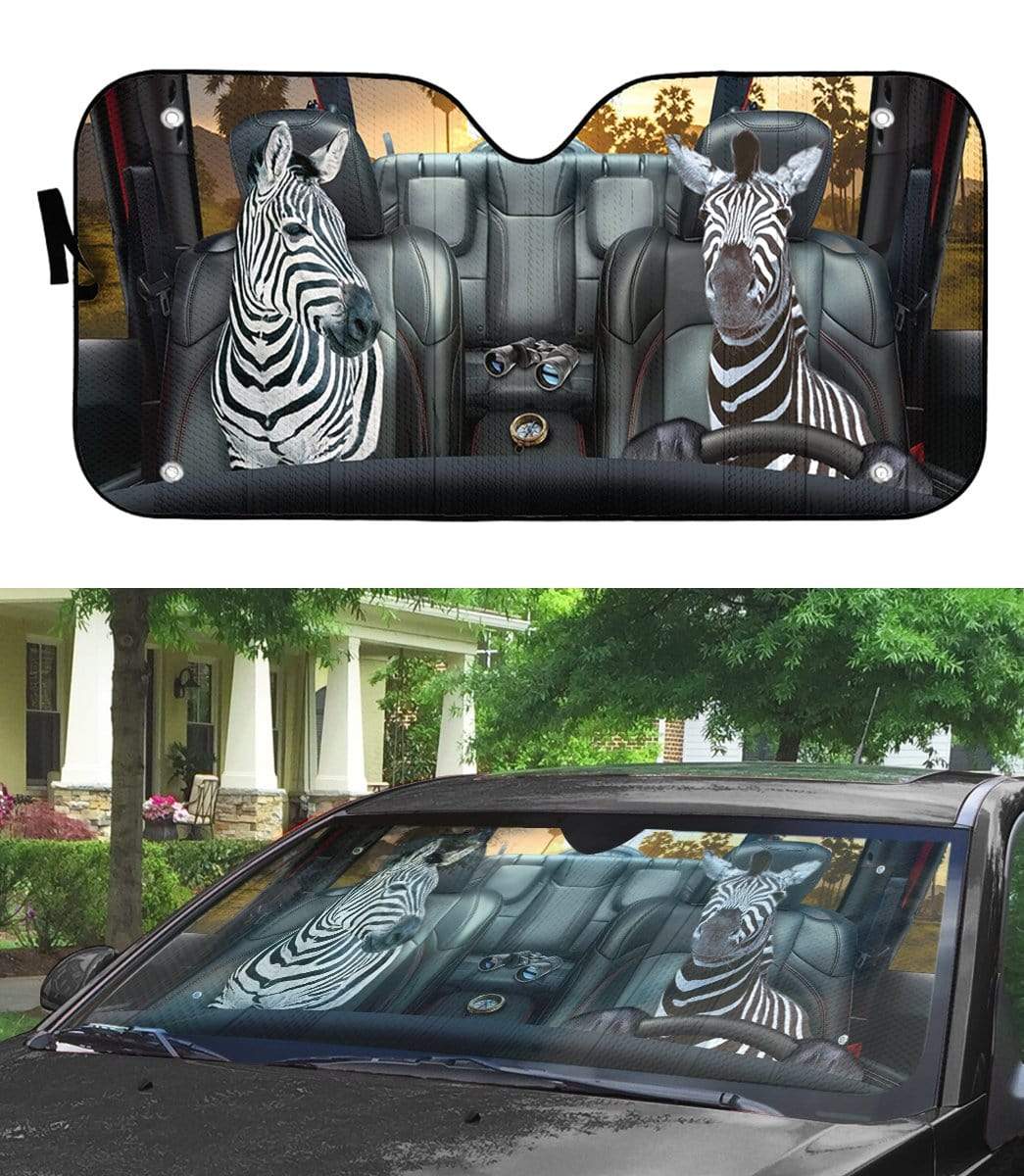 gearhumans 3D Zebra Custom Car Auto Sunshade GS06072 Auto Sunshade 