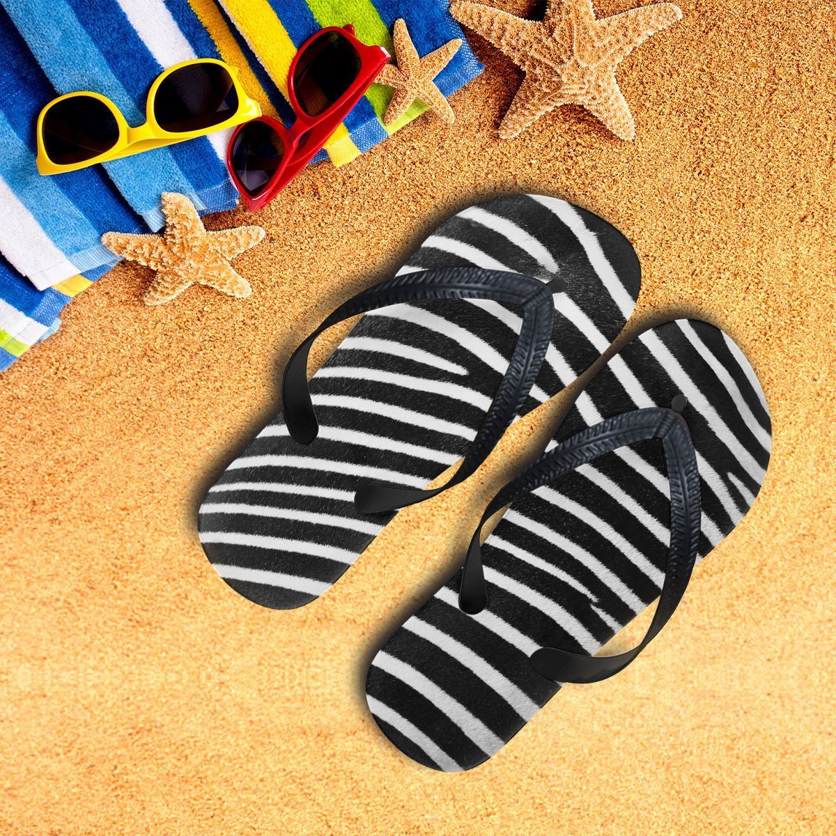 Gearhumans 3D Zebra Flip Flop ZK26052110 Flipflop Women 35EU 