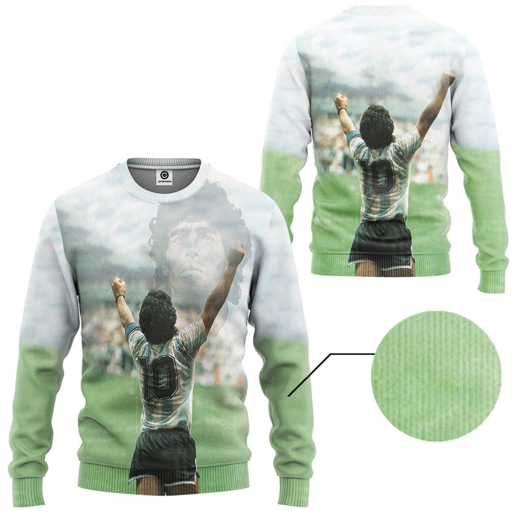 Gearhumans Bearbubble 3D Maradona Tribute Custom Tshirt Hoodie Apparel BK26111 3D Apparel 