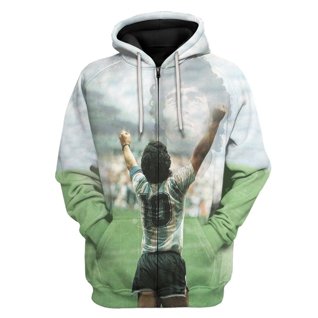 Gearhumans Bearbubble 3D Maradona Tribute Custom Tshirt Hoodie Apparel BK26111 3D Apparel Zip Hoodie S 