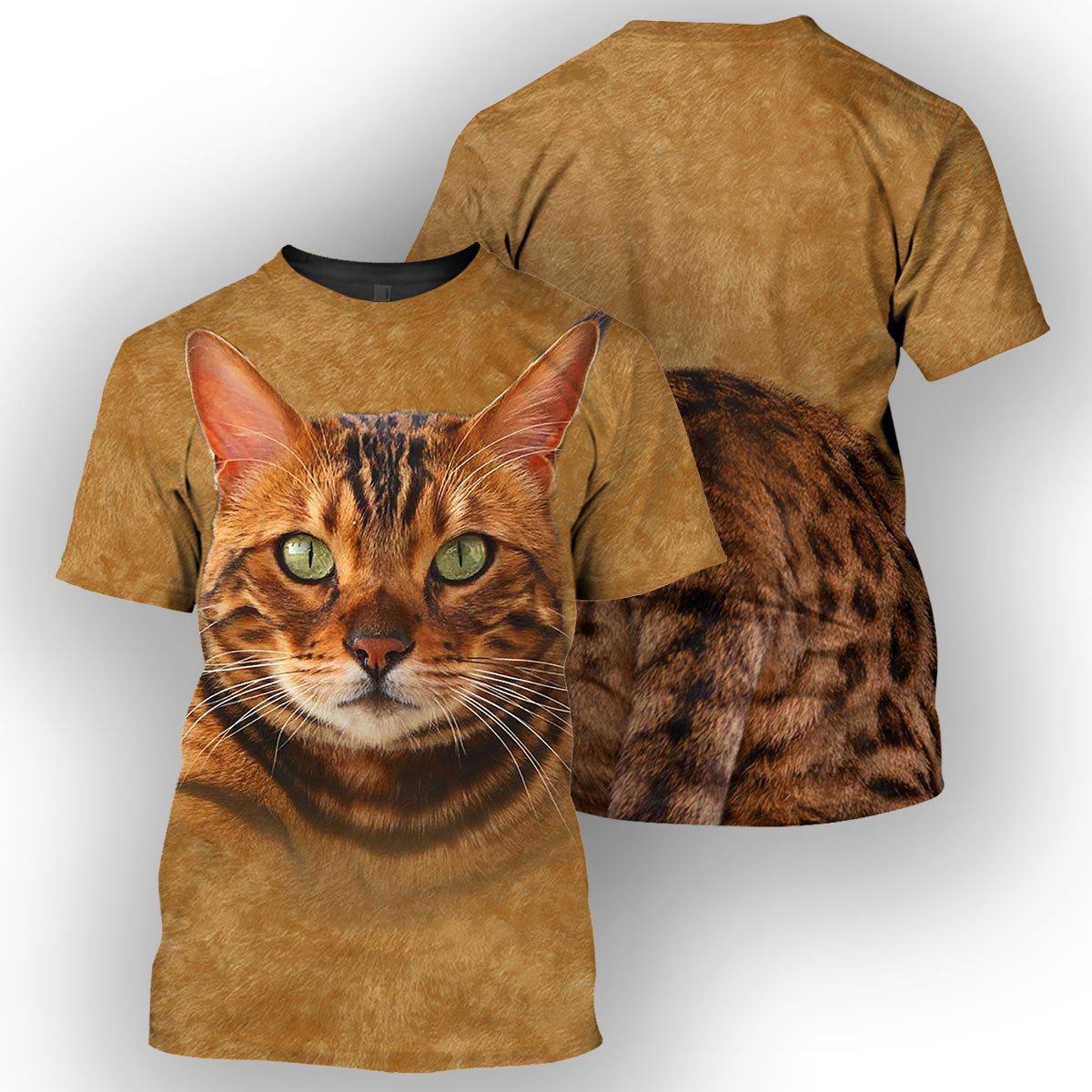 Gearhumans Bengal Cat - 3D All Over Printed Shirt ZG-HD23092001 3D Apparel T-SHIRT S 