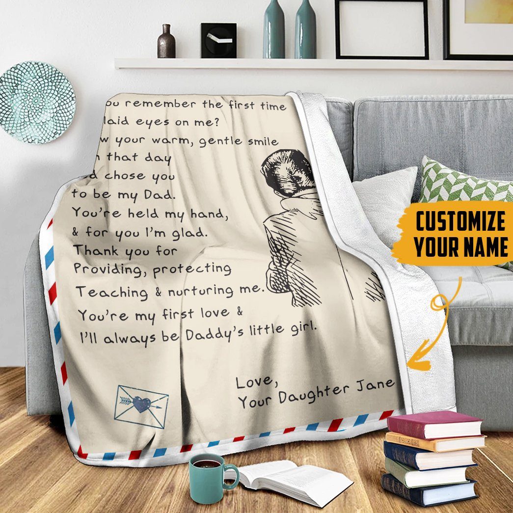 Gearhumans [Best Gift For Father's Day] 3D Air Mail Letter To Dog Dad Fathers Day Custom Name Blanket GS090415 Blanket