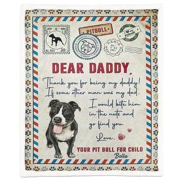 Gearhuman 3D Air Mail Letter To Dog Dad Fathers Day Custom Name Blanket