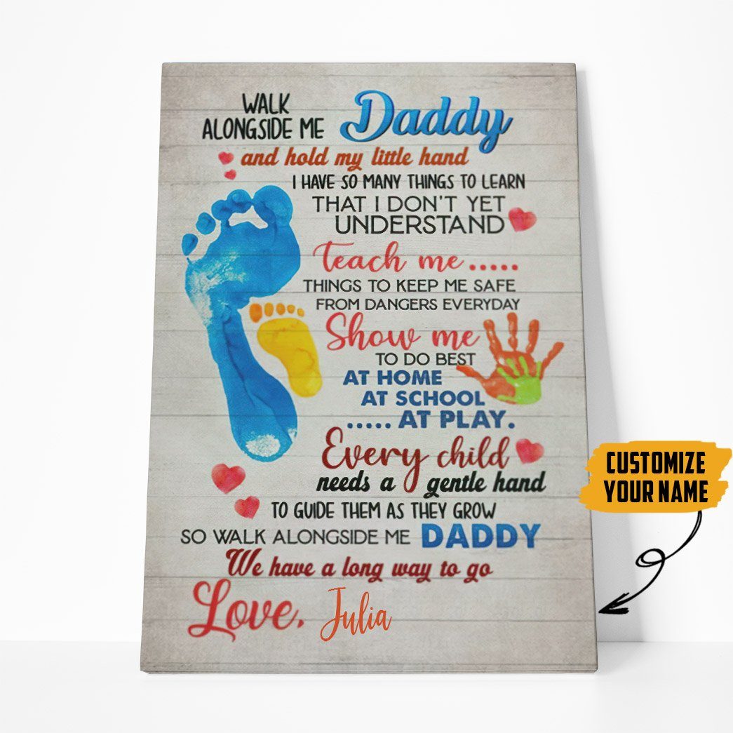 Gearhumans [Best Gift For Father's Day] 3D Dad And Me Happy Mothers Day Custom Name Canvas GS15042146 Canvas 1 Piece Non Frame M