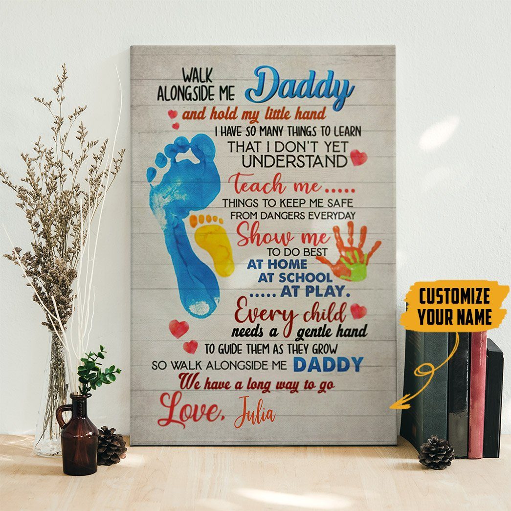 Gearhumans [Best Gift For Father's Day] 3D Dad And Me Happy Mothers Day Custom Name Canvas GS15042146 Canvas 