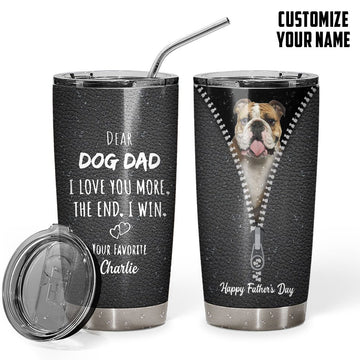 Gearhuman 3D Dear Dog Dad Fathers Day Gift Custom Name Tumbler Bulldog