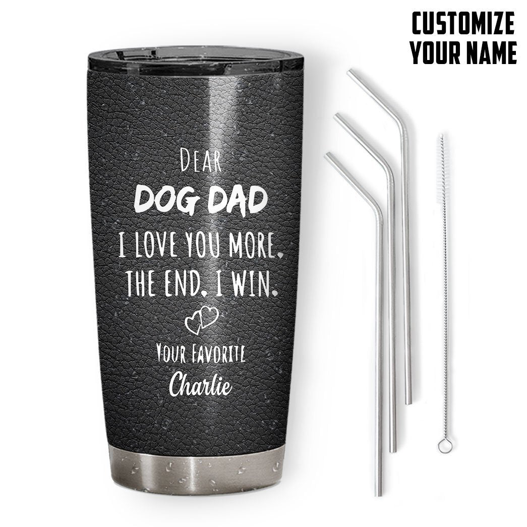 Gearhumans [Best Gift For Father's Day] 3D Dear Dog Dad Fathers Day Gift Custom Name Tumbler Bulldog GS120428 Tumbler 