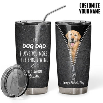Gearhuman 3D Dear Dog Dad Fathers Day Gift Custom Name Tumbler Golden Retriever Dog