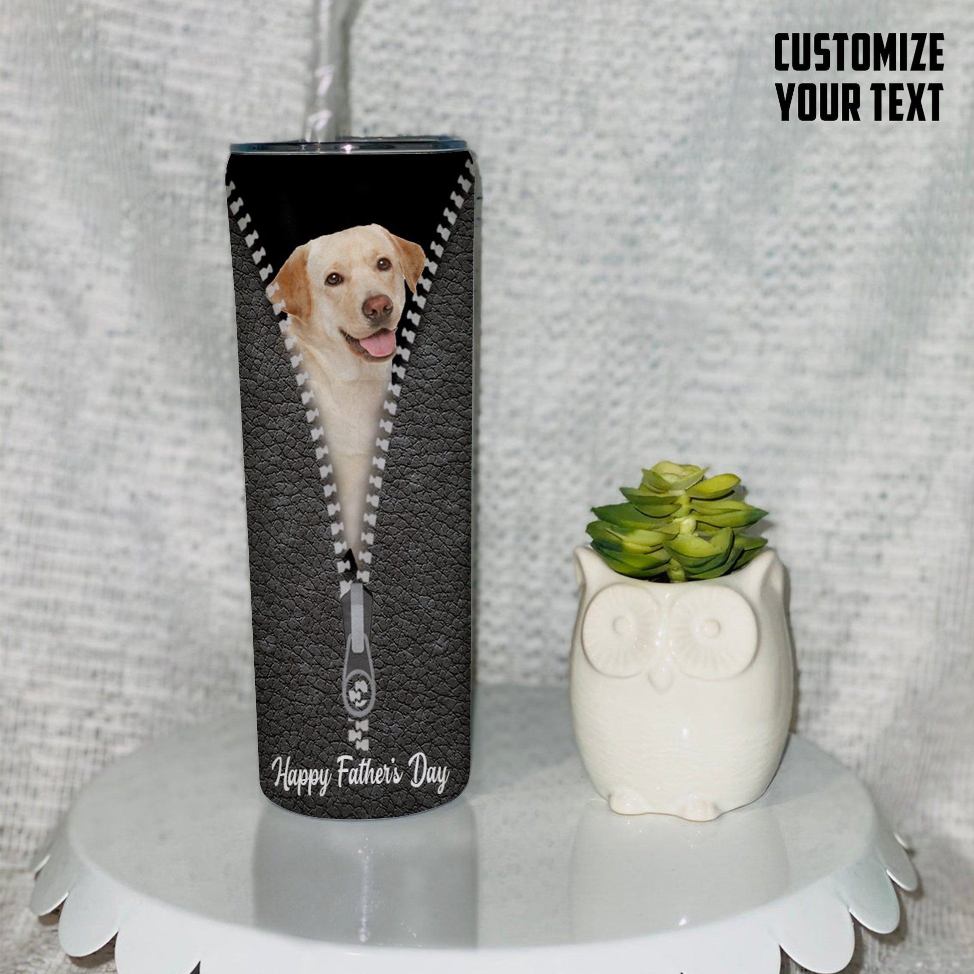 Gearhumans [Best Gift For Father's Day] 3D Dear Dog Dad Fathers Day Gift Custom Name Tumbler Labrador Retriever Dog GS2004216 Tumbler 