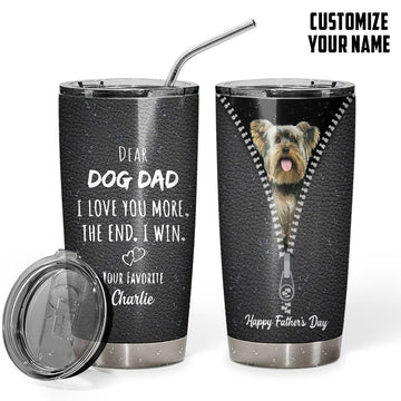 Gearhuman 3D Dear Dog Dad Fathers Day Gift Custom Name Tumbler Yorkshire Terrier Dog