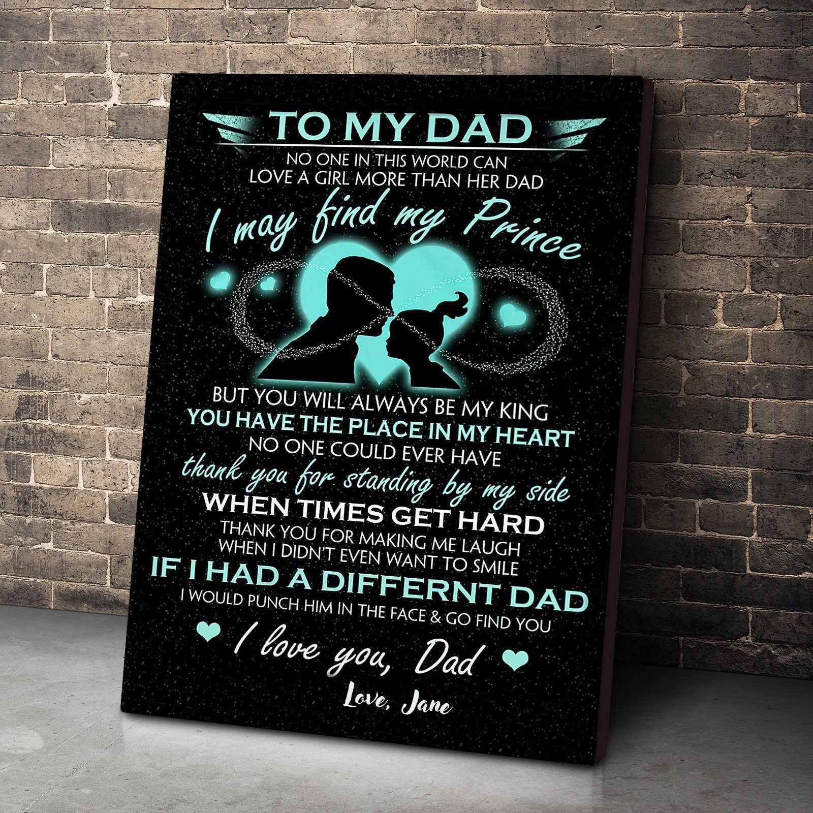 Gearhumans [Best Gift For Father's Day] 3D From Daughter To Dad Custom Name Canvas GS130434 Canvas 