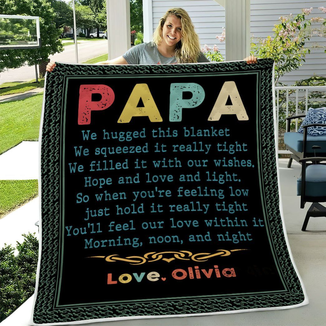Gearhumans [Best Gift For Father's Day] 3D Happy Fathers Day Gift Papa We Love You Custom Name Blanket GO080416 Blanket