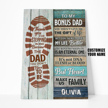Gearhumans [Best Gift For Father's Day] 3D Happy Fathers Day Gift To Bonus Dad Custom Name Canvas GS120427 Canvas 1 Piece Non Frame M