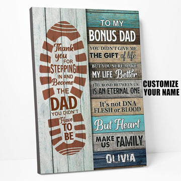 Gearhuman 3D Happy Fathers Day Gift To Bonus Dad Custom Name Canvas