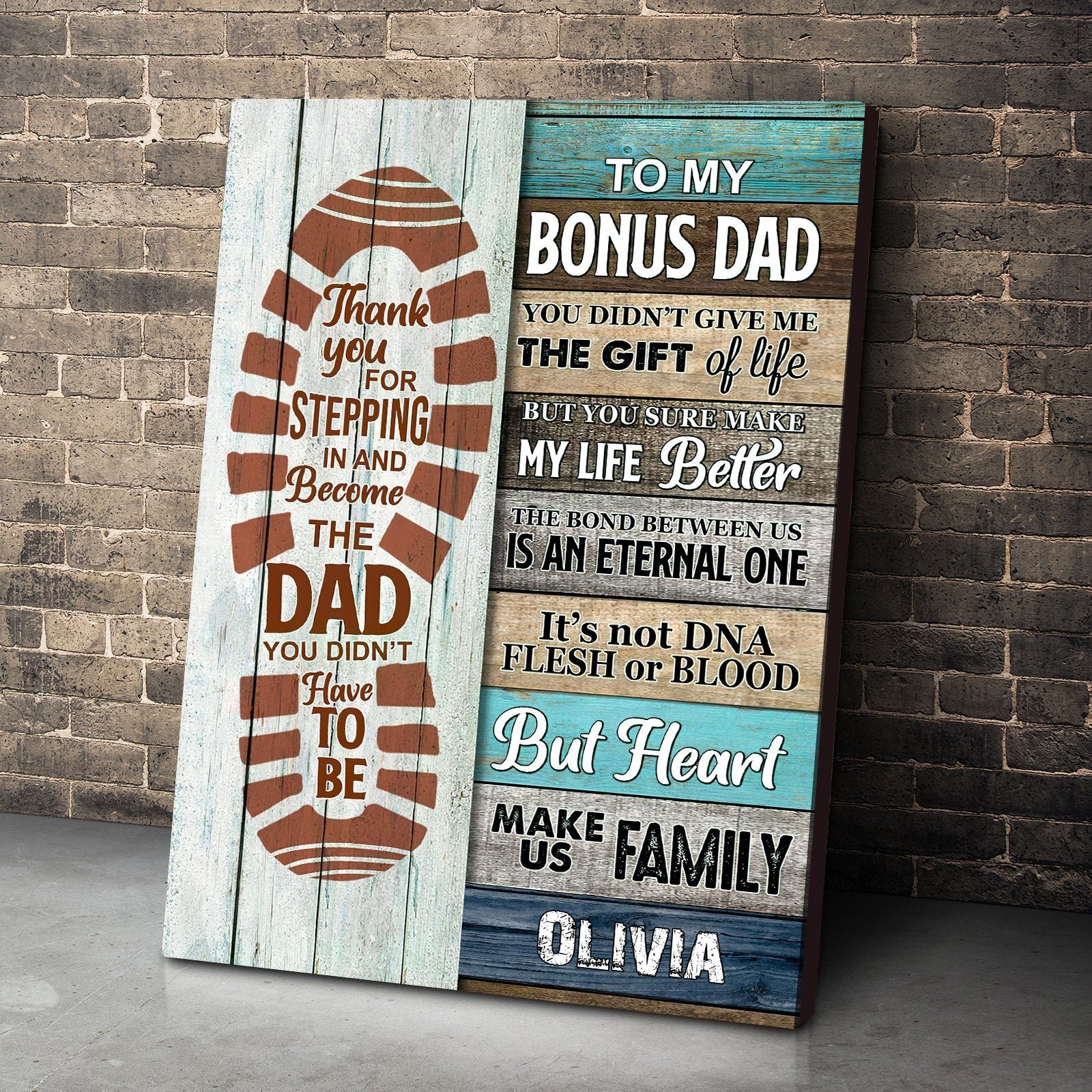 Gearhumans [Best Gift For Father's Day] 3D Happy Fathers Day Gift To Bonus Dad Custom Name Canvas GS120427 Canvas