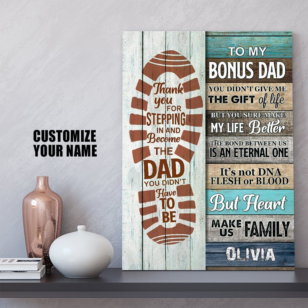 Gearhumans [Best Gift For Father's Day] 3D Happy Fathers Day Gift To Bonus Dad Custom Name Canvas GS120427 Canvas