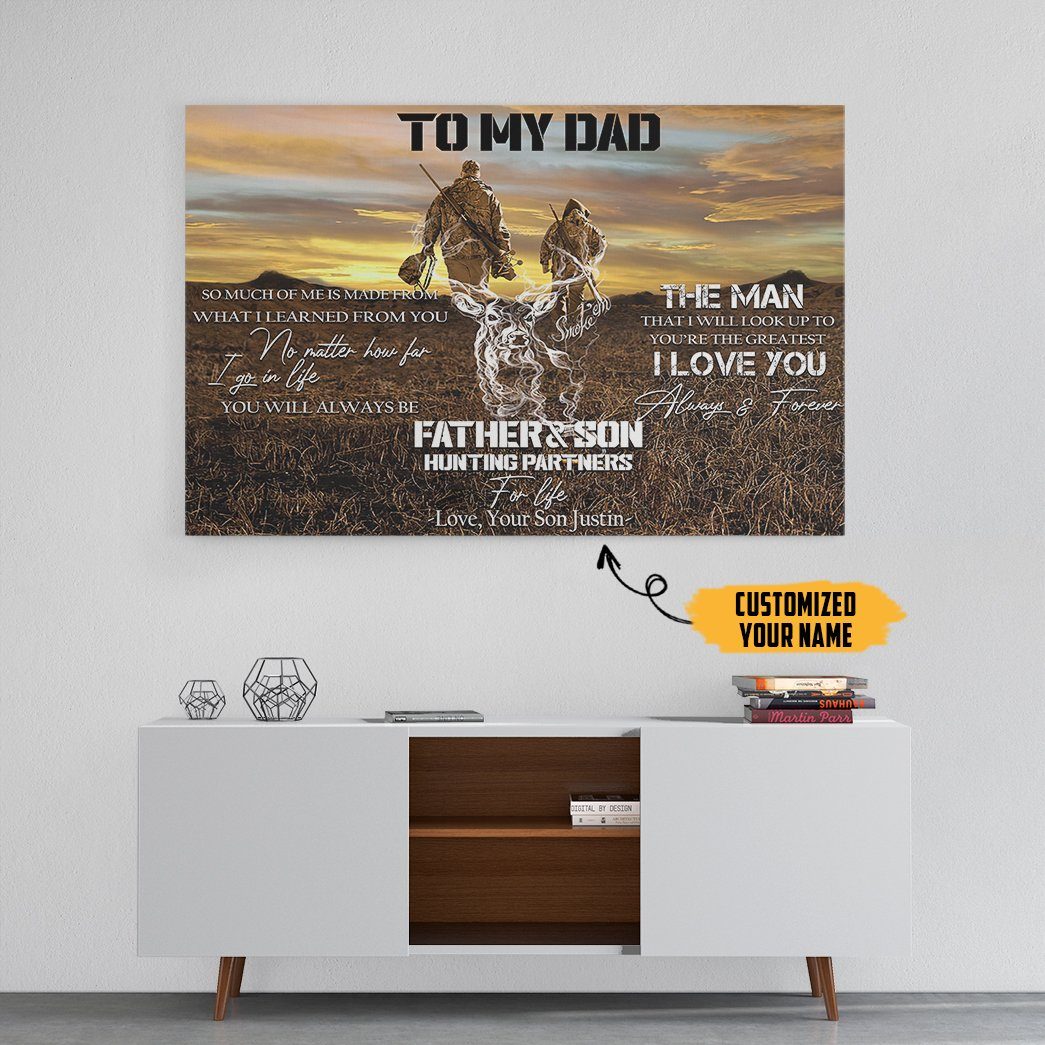 Gearhumans [Best Gift For Father's Day] 3D Happy Fathers Day Gift To My Dad Custom Name Canvas GO16042120 Canvas 