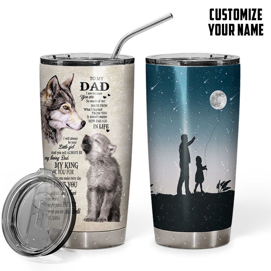 Gearhumans [Best Gift For Father's Day] 3D Happy Fathers Day Gift To My Dad Custom Name Tumbler GO150429 Tumbler Long 20oz 