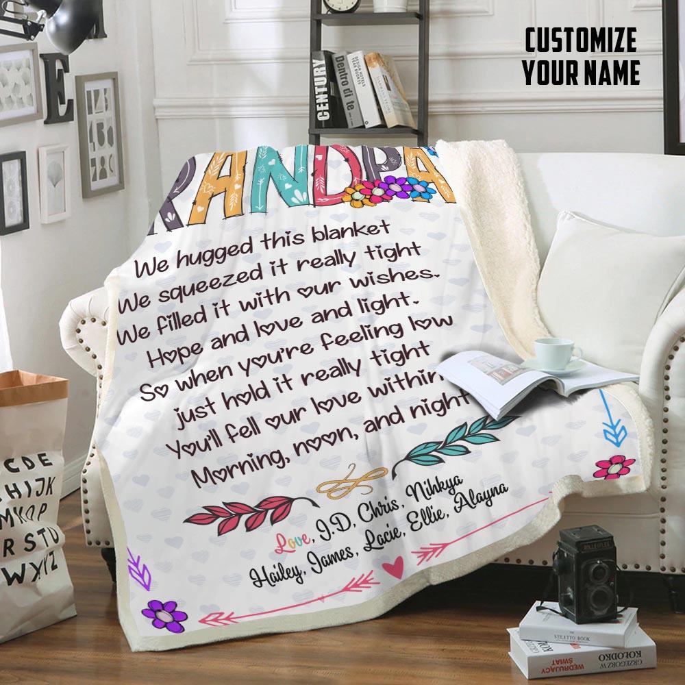 Gearhumans [Best Gift For Father's Day] 3D Love Grandpa Fathers Day Gift Custom Name Blanket GS090416 Blanket