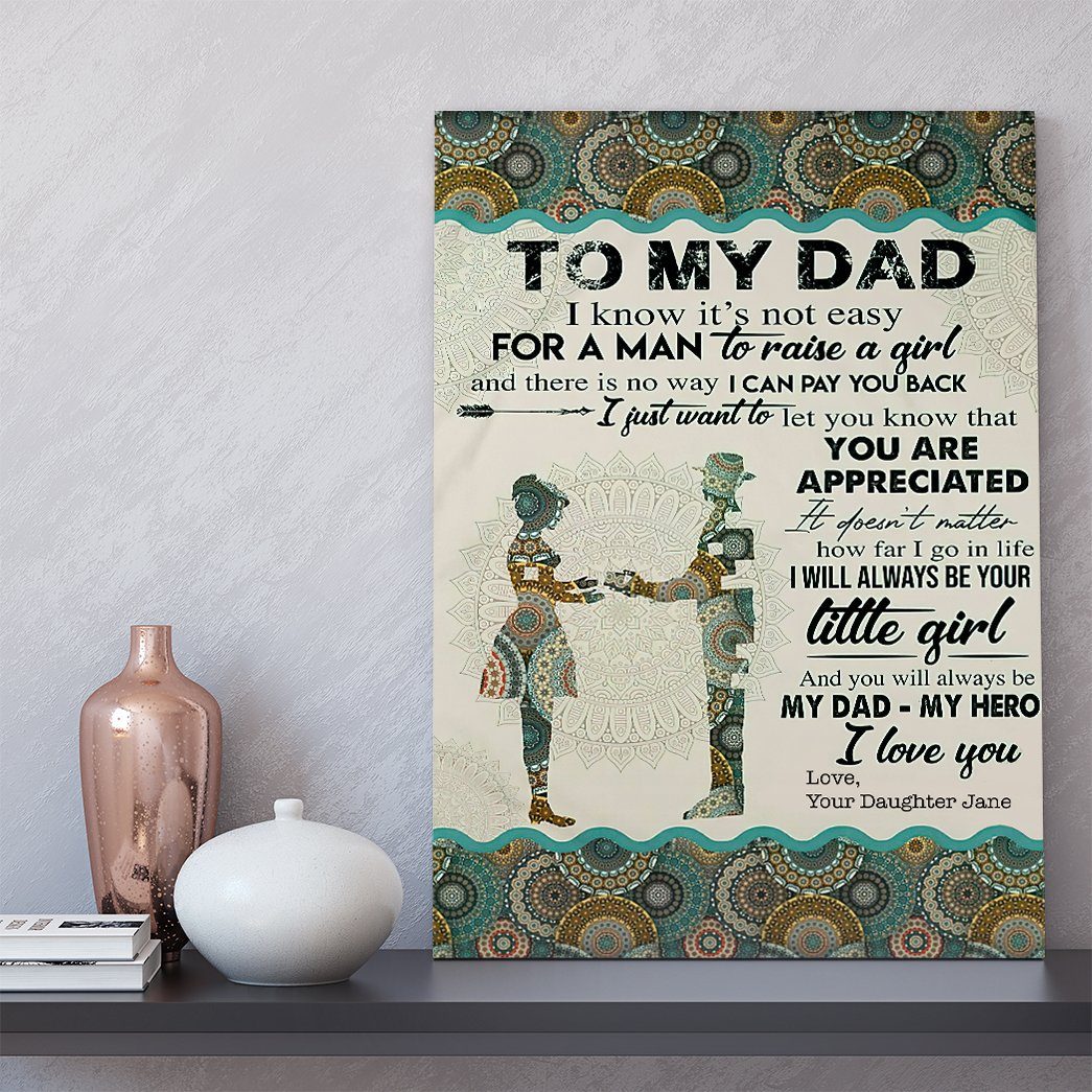 Gearhumans [Best Gift For Father's Day] 3D My Dad My Hero Fathers Day Gift Custom Name Canvas GS120426 Canvas