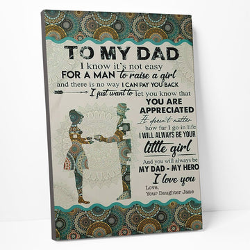 Gearhuman 3D My Dad My Hero Fathers Day Gift Custom Name Canvas