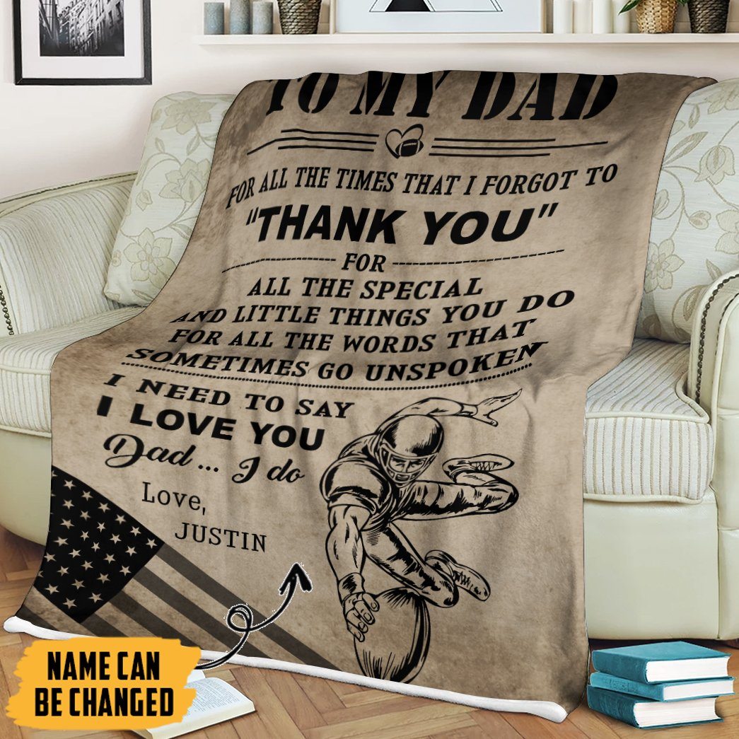Gearhumans [Best Gift For Father's Day] 3D Thank You My Dad Happy Fathers Day Gift Custom Name Blanket GS16042154 Blanket 