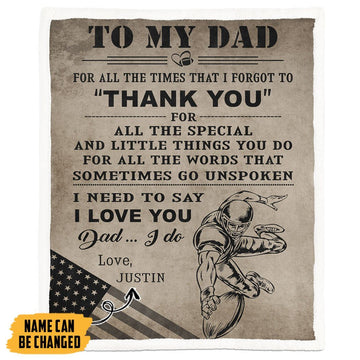 Gearhuman 3D Thank You My Dad Happy Fathers Day Gift Custom Name Blanket