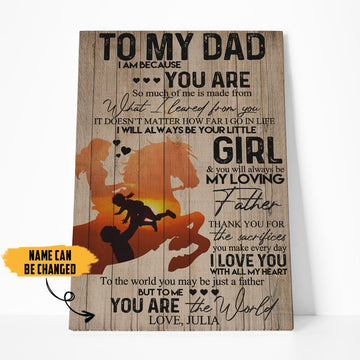 Gearhumans [Best Gift For Father's Day] 3D To My Dad Happy Fathers Day Gift Custom Name Canvas GS080412 Canvas 1 Piece Non Frame M