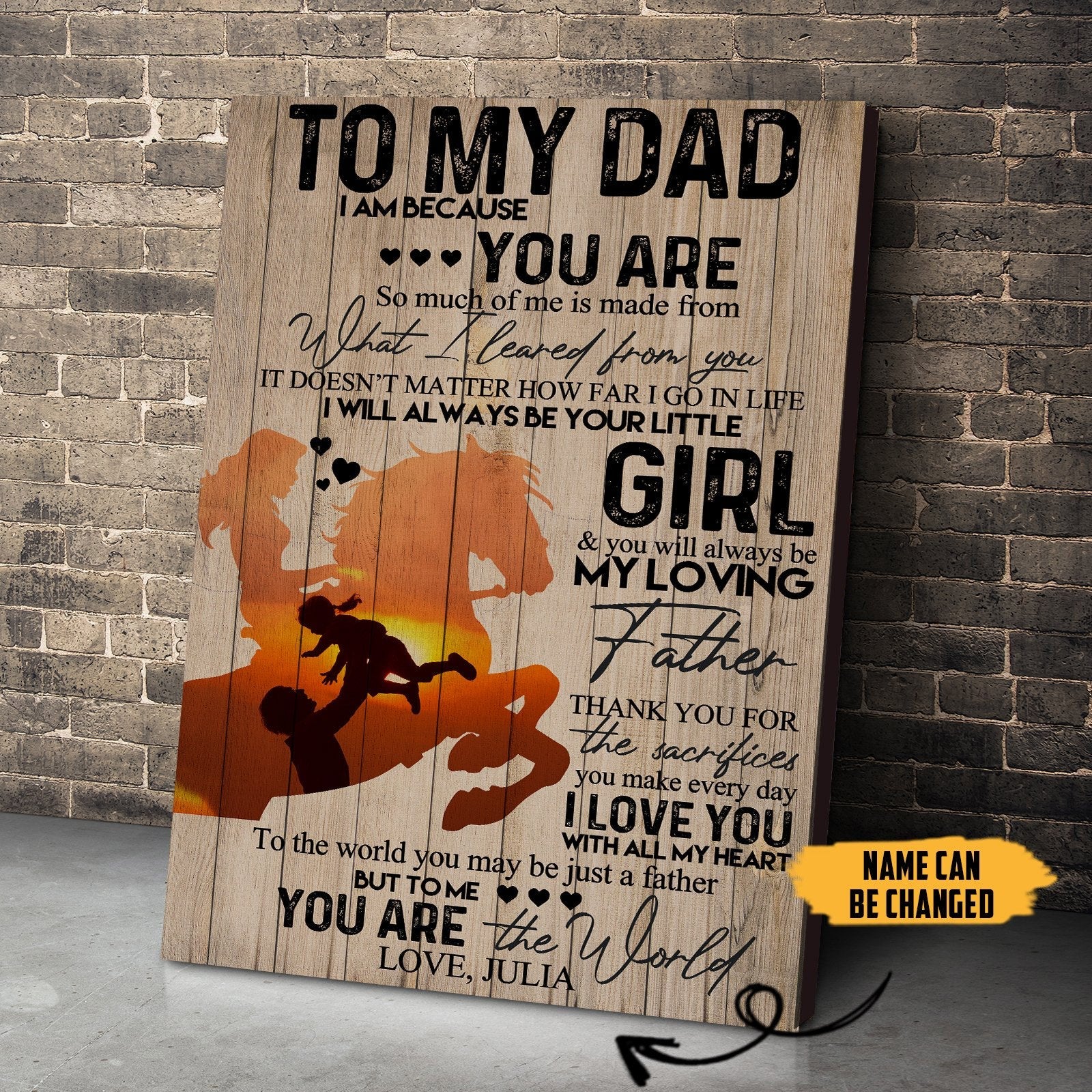 Gearhumans [Best Gift For Father's Day] 3D To My Dad Happy Fathers Day Gift Custom Name Canvas GS080412 Canvas