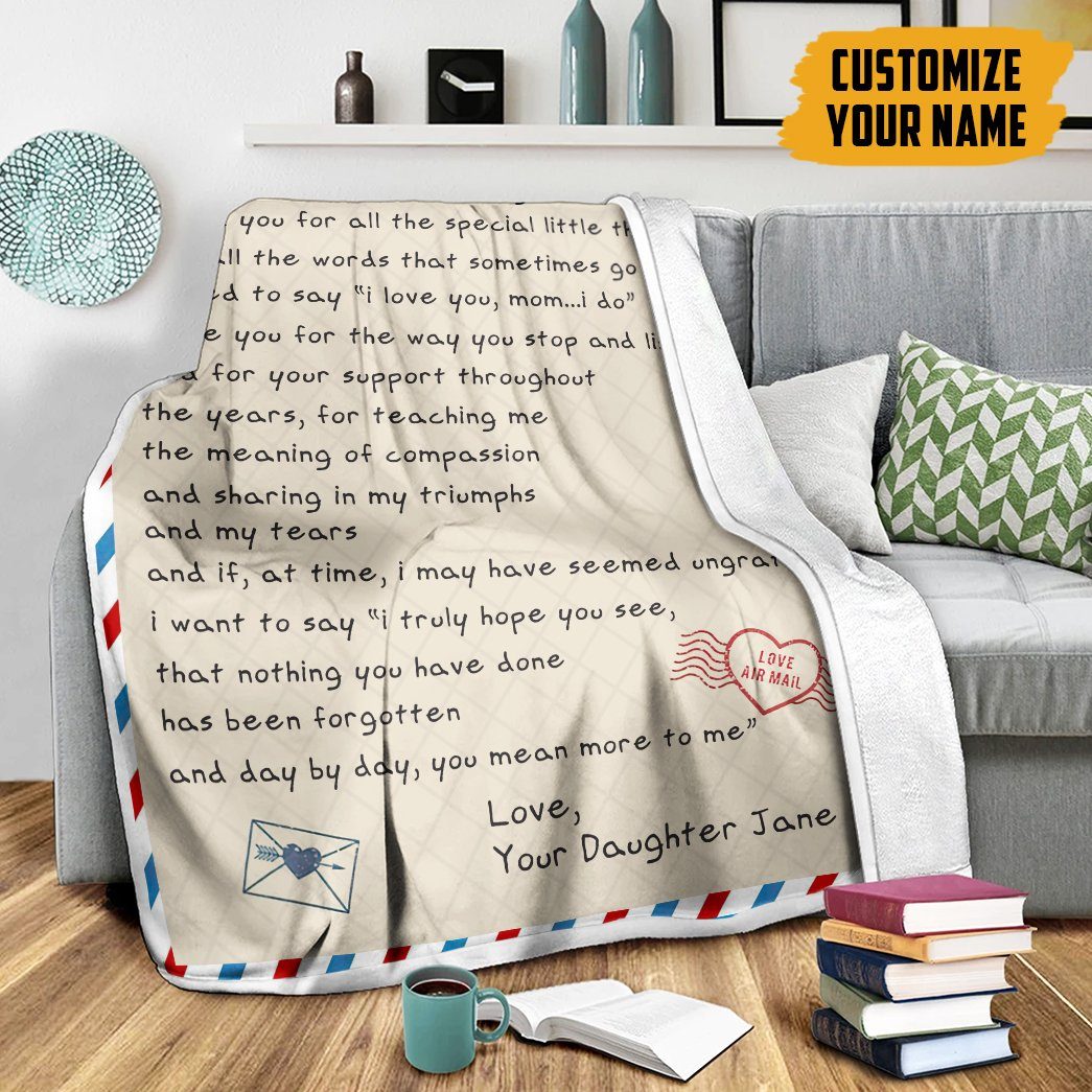 Gearhumans [Best Gift For Father's Day] Gearhuman 3D Airmail Letter Mothers Day Gift Custom Name Blanket GW23032 Blanket