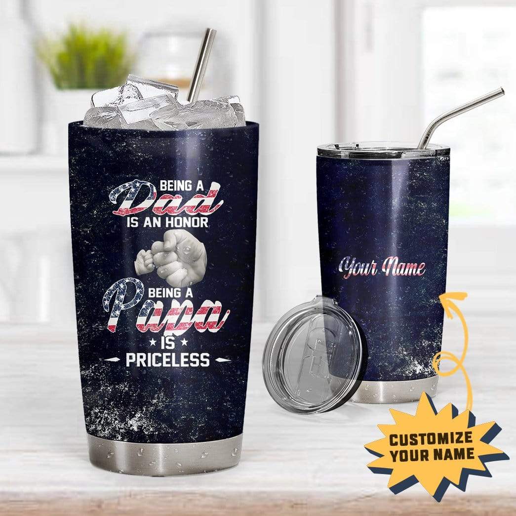 Gearhumans [Best Gift For Father's Day] Gearhuman 3D Being A Papa Is Priceless Custom Name Design Vacuum Insulated Tumbler GV27056 Tumbler