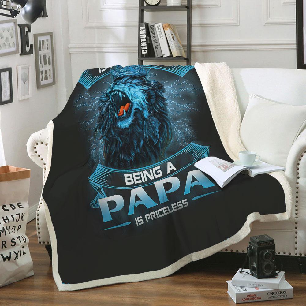 Gearhumans [Best Gift For Father's Day] Gearhuman 3D Being A Papa Is Priceless Lion Fathers Day Gift Custom Blanket GW250311 Blanket