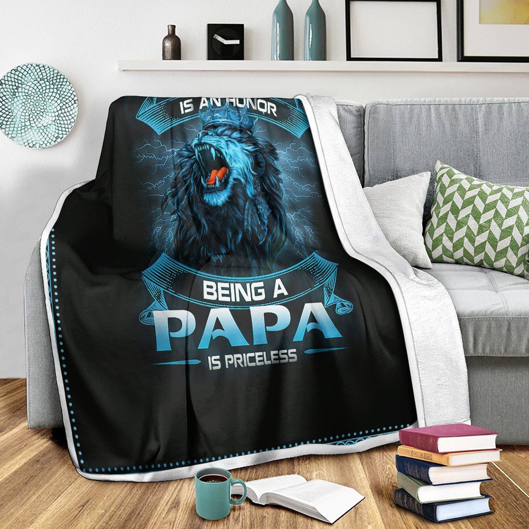 Gearhumans [Best Gift For Father's Day] Gearhuman 3D Being A Papa Is Priceless Lion Fathers Day Gift Custom Blanket GW250311 Blanket