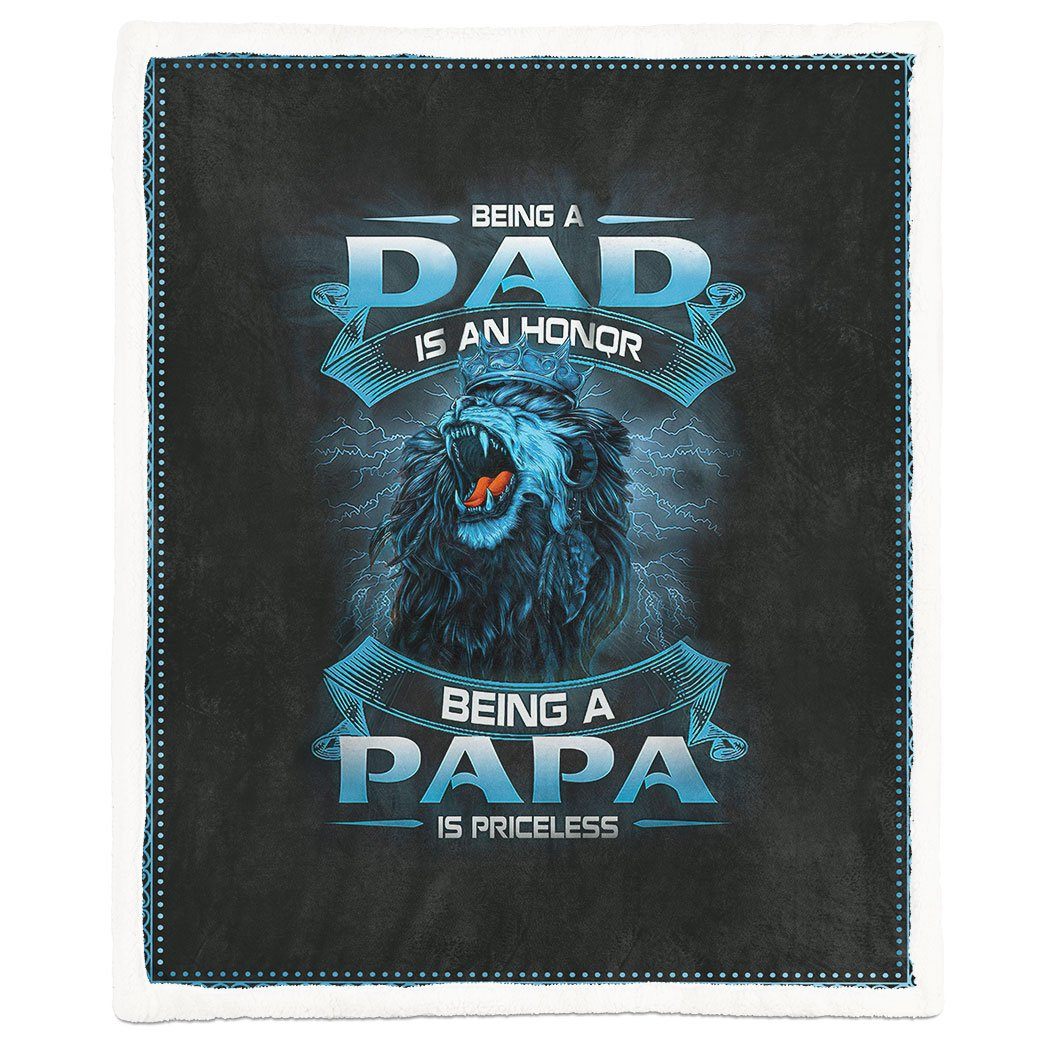 Gearhumans [Best Gift For Father's Day] Gearhuman 3D Being A Papa Is Priceless Lion Fathers Day Gift Custom Blanket GW250311 Blanket Blanket M(51''x59'')