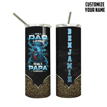Gearhuman 3D Being A Papa Is Priceless Lion Fathers Day Gift Custom Name Design Insulated Vacuum Tumbler