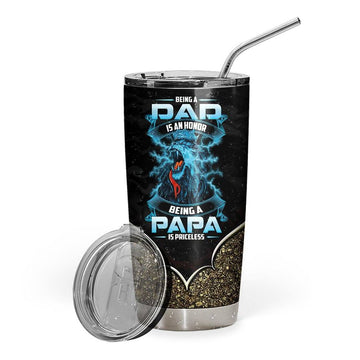 Gearhumans [Best Gift For Father's Day] Gearhuman 3D Being A Papa Is Priceless Lion Fathers Day Gift Custom Name Design Insulated Vacuum Tumbler GW220312 Tumbler Short 20oz