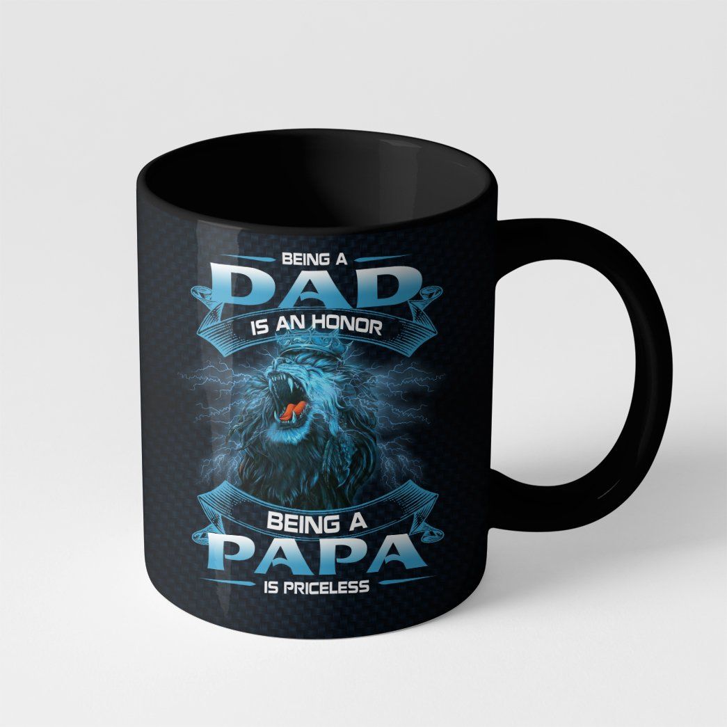 Gearhumans [Best Gift For Father's Day] Gearhuman 3D Being A Papa Is Priceless Lion Fathers Day Gift Custom Name Mug GW220310 Mug